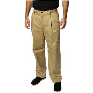 George Twill Pants Big Men Sand Khaki Pleated Classic Casual Size 42x30